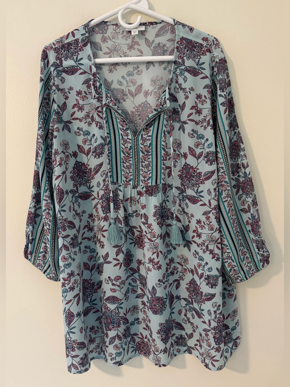 J.Jill Floral Tunic Boho Blouse Sz M